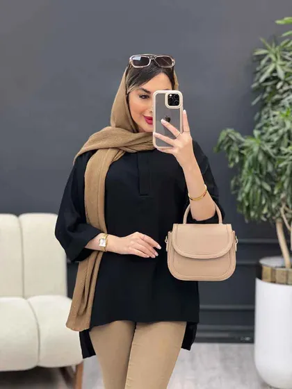 مانتو جلو بسته دکمه مخفی 4965