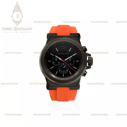 ساعت مچی مایکل کورس کورنوگراف بند نارنجی صفحه مشکی Michael Kors