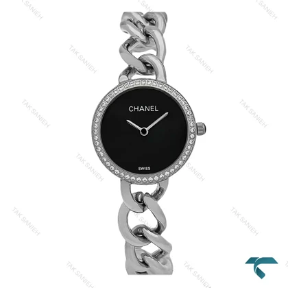 ساعت مچی زنانه شنل بند کارتیری استیل صفحه مشکی Chanel-7961-L