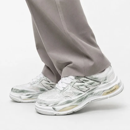 کفش کتانی مردانه مدل نیوبالانس کاستوم شده سفید سبز New Balance