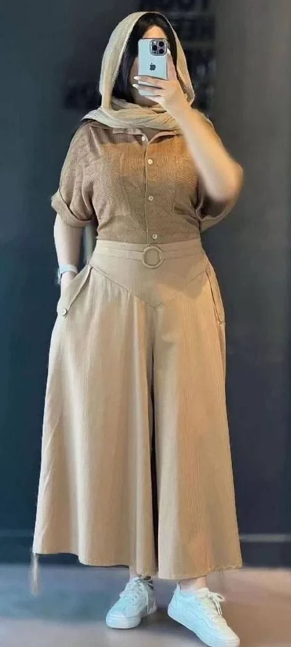 دامن شلواری لینن کجراه نهال کد 50246