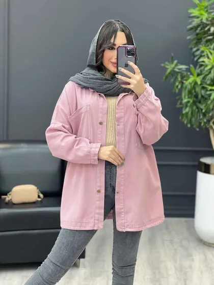 مانتو جین رنگی دو جیب