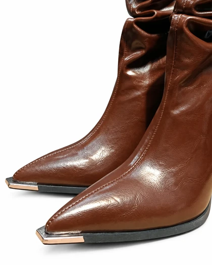 774 sh - بوت پاشنه تیز چروک774