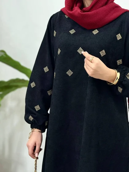 پیراهن مانتویی گلدوزی جیران