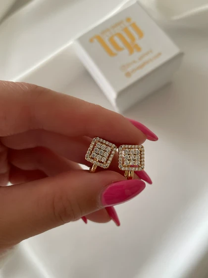 گوشواره و انگشتر مربعی ژوپینگ