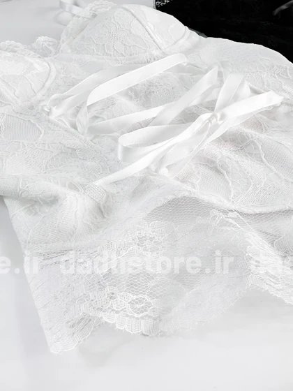 کراپ تاپ مجلسی دانتل کاپ‌دار پرنسسی جلو روبان