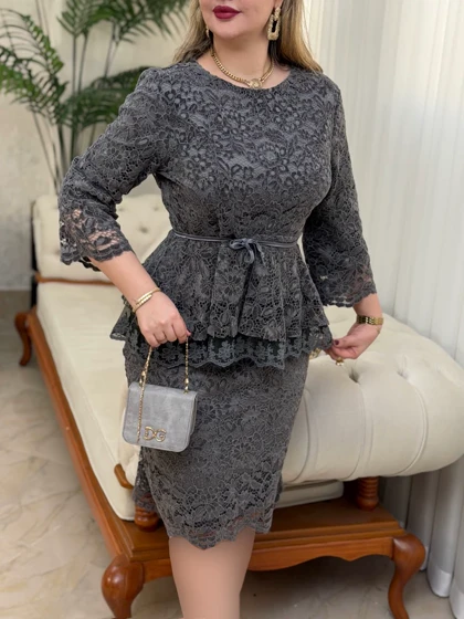 ست شومیز دامن دانتل 3618