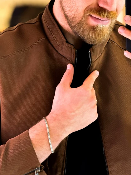 کت چرم قهوه ای A01