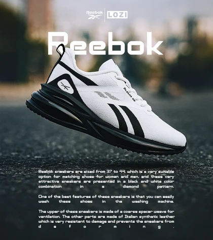 کفش کتانی مردانه و زنانه سفید مشکی Reebok