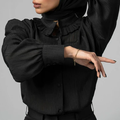 شومیز زنانه کریشه یقه چین‌دار مالین (Malin) سین استایل