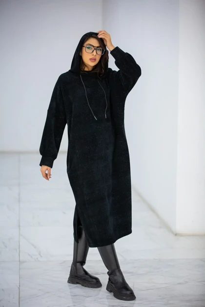 پالتو بیسکوییتی کلاهدار بلند