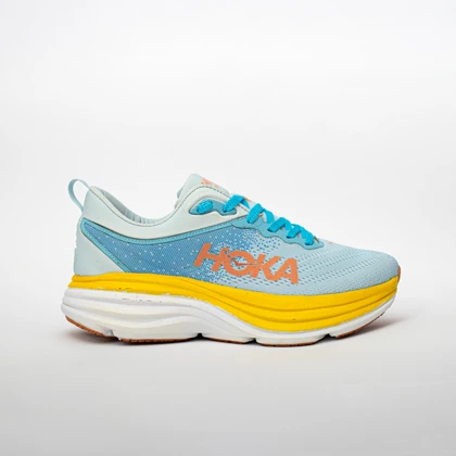 کتانی هوکا وان باندی 8 آبی زرد hoka one bondi 8 کد 282030