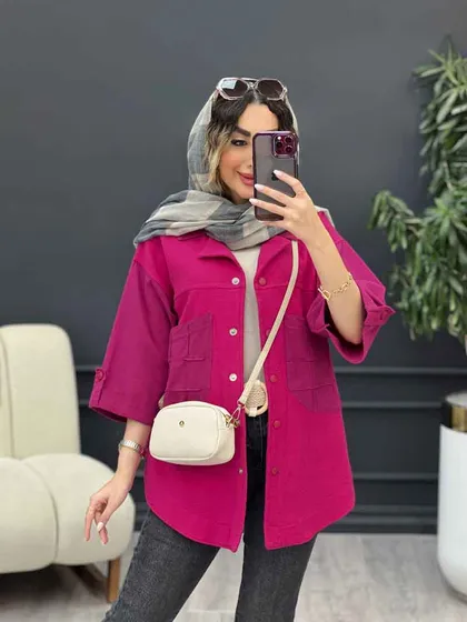 مانتو ترکیبی دو جیب برش‌دار
