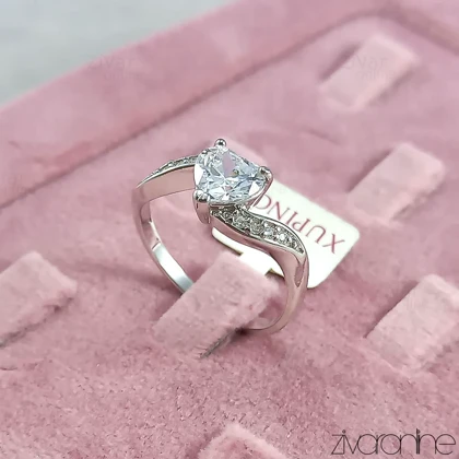انگشتر جواهری تک نگین مدل قلب ژوپینگ 30090