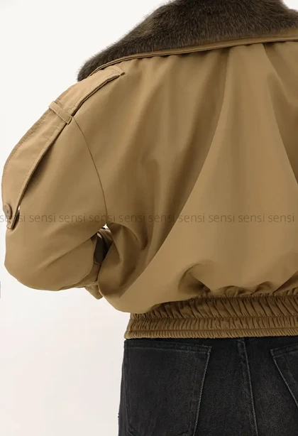 ترنچ کت سانتانا یقه پوست کد1004660