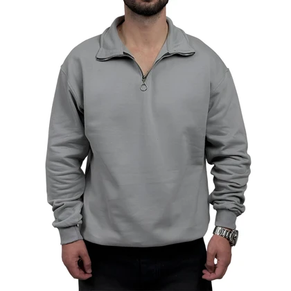 دورس مردانه ساده طوسی مدل یقه نیم زیپ