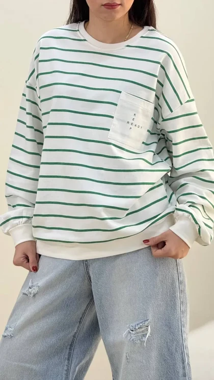 بلوز راه راه تک جیب