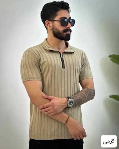 تیشرت مردانه نیم زیپ مراکشی سالار_کد4636
