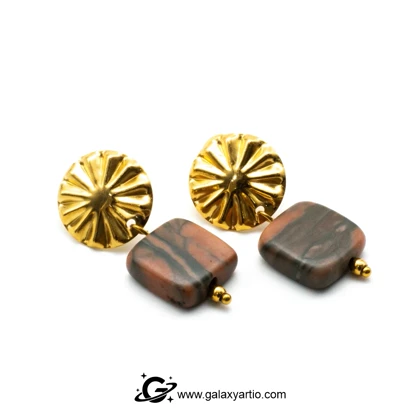 گوشواره سنگ جاسپر پلی کروم