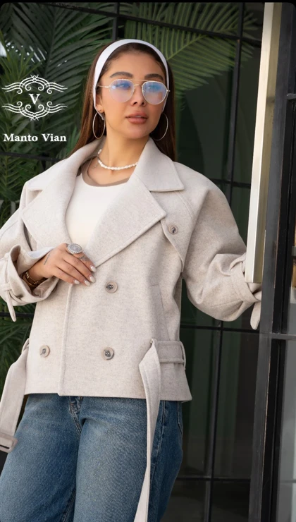 کت فوتر کوتاه زنانه مدل کراپ یقه انگلیسی قد 58