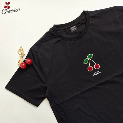 تیشرت باکسی مشکی گیلاس cherry کد 7