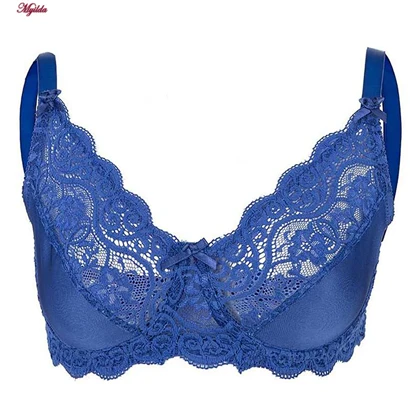سوتین زنانه لین مدل توری استرج آبی کد 4680-614