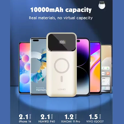 پاور بانک 10000 وایرلس الدنیو LDNIO مدل PQ12 توان 22.5 وات