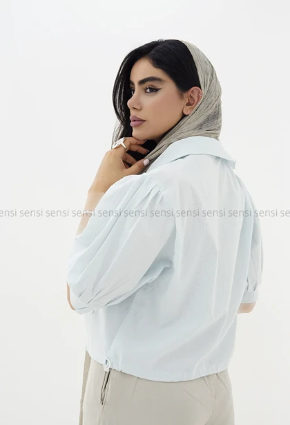 شومیز سرشانه چین باکسی کد1005904