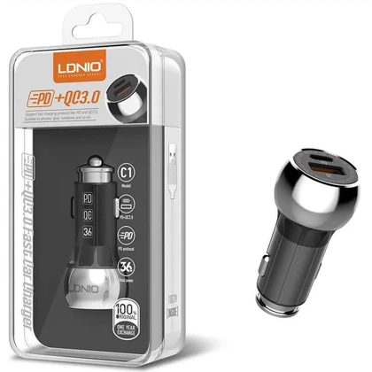 شارژر فندکی فست شارژ الدنیو LDNIO مدل C1 توان 36 وات