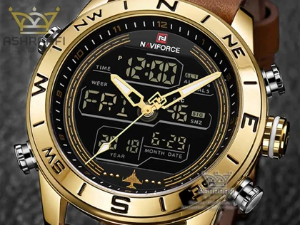 ساعت مچی نیوی فورس قاب طلائی Naviforce 9144M