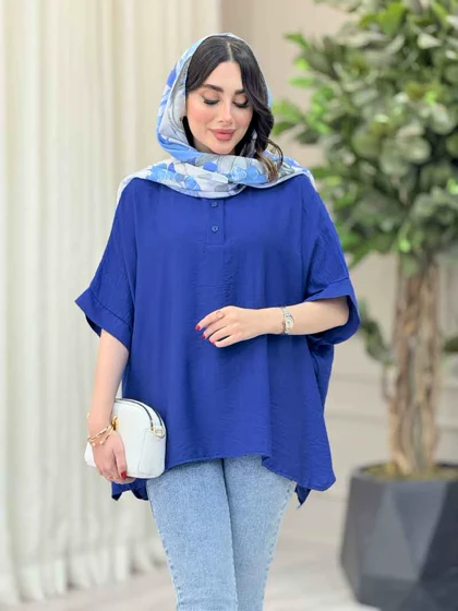 مانتو پانچ یقه دو دکمه