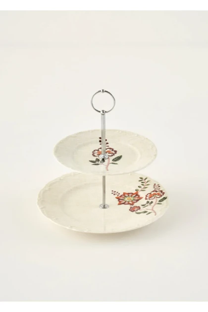 ظرف شیرینی دو طبقه Bella Maison مدل Grandma چینی - چندرنگ