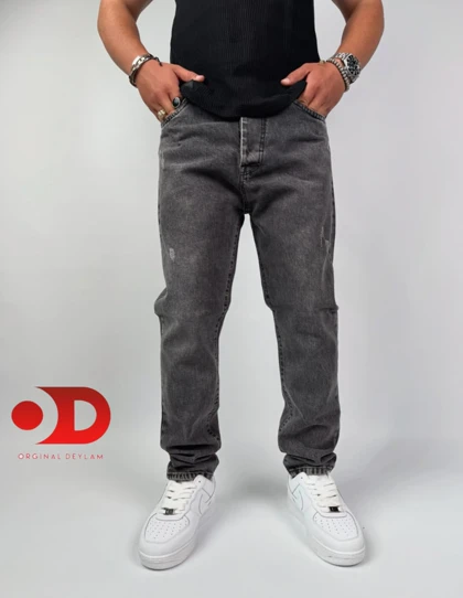 شلوار مام فیت ذغالی دودی مردانه کیفیت عالی از برند اورجینال دیلم
