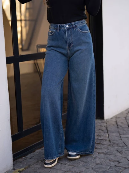 شلوارجین زنانه مدل وایدلگ قد110 شناسه71526