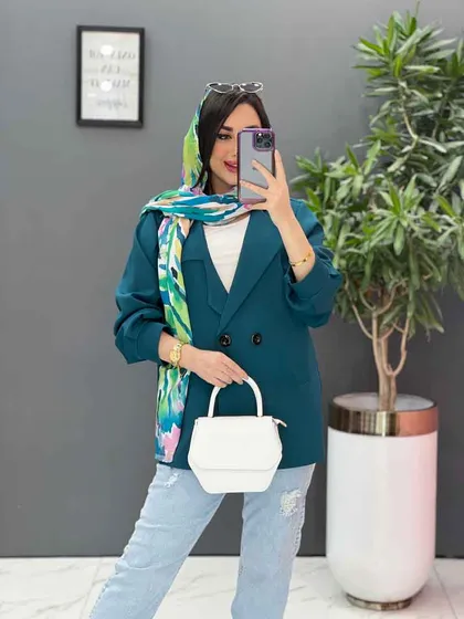 مانتو مازراتی دودکمه یقه نامتقارن