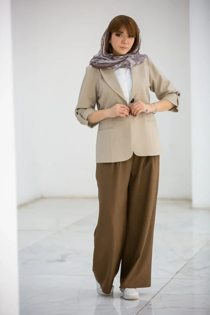 کت زنانه ژاکارد آستین دکمه