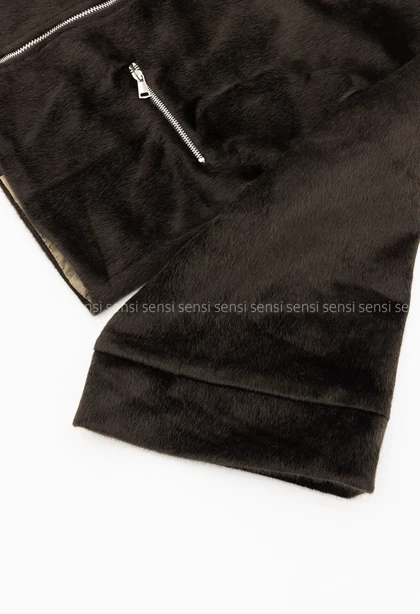 کراپ کت جلو زیپ پوست کد1005195