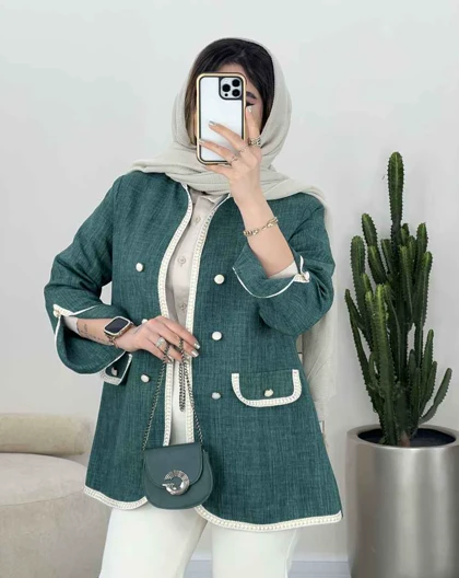 کت نوار دوزی آستین چاک‌دار(5)کد3450