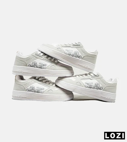 کفش کتانی مردانه طوسی سفید NIKE AirForce Draw