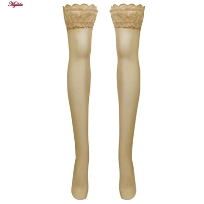 جوراب ساق بلند زنانه مدل شیشه ای کرم کد 4927-4445