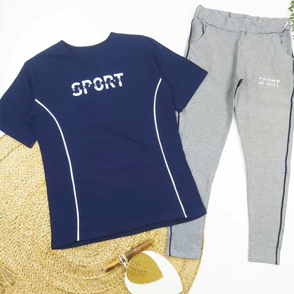 ست تیشرت شلوار زنانه سایز بزرگ SPORT