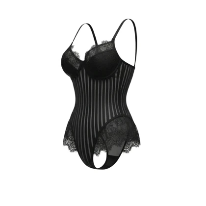 بادی فانتزی زنانه مدل پر دار راه راه 1044