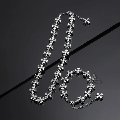 گردنبند و دستبند کروم هارتز Cross Necklace & Bracelet S01