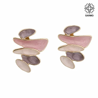 گوشواره مینا کاری طیف صورتی استیل کد 509149015