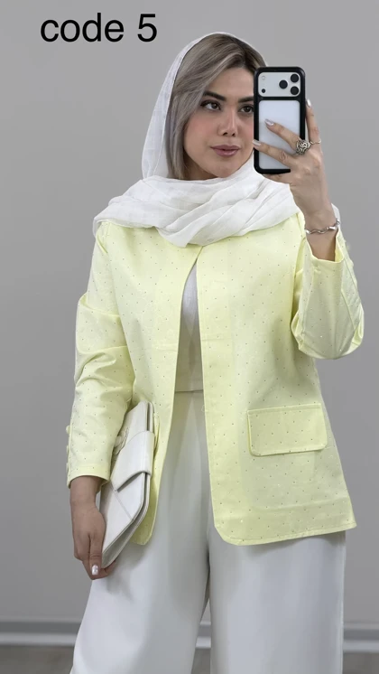 کت کتان نگین‌دار لیلا علیدسا