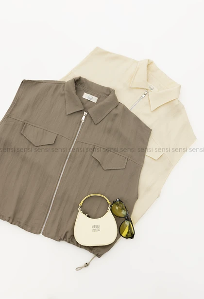 وست زنانه جیب نما جلو زیپ کد1006447