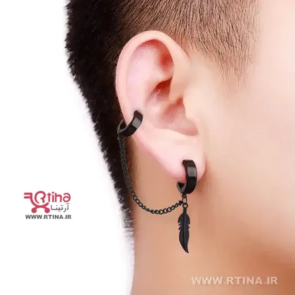 گوشواره دو سوراخه آویز دار زنجیری بلند اسپرت