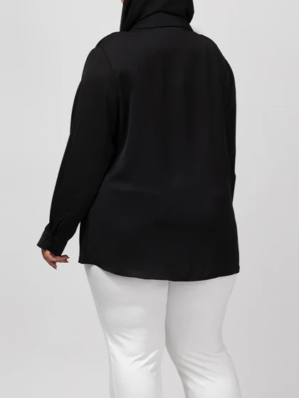 شومیز زنانه سایز بزرگ کرپ یقه مردانه آستین بلند 30106