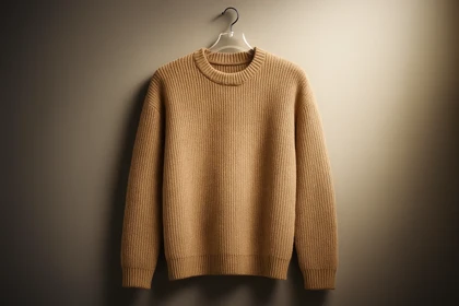 پلیور بافت یقه گرد موکا کرم شیک فری سایز لش