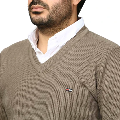 پلیور بافت یقه هفت فندوقی مردانه مدل 669855